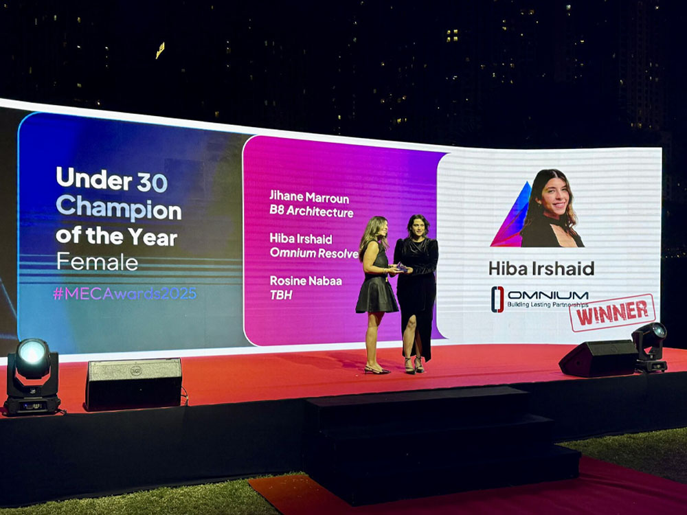 Hiba Irshaid winning the under 30 champion award at the Construction Week Awards 2025.